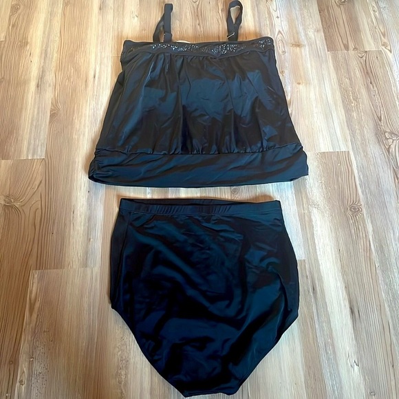 Swimsuits For All Laser Cut Blouson Tankini Set Black Plus size 18 NEW Beach - Picture 14 of 16